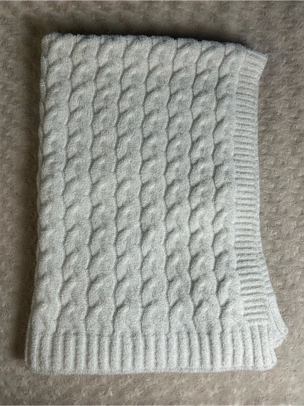 Novogratz Cable Sweater Knit Baby Blanket White Chenille Soft Security Lovey